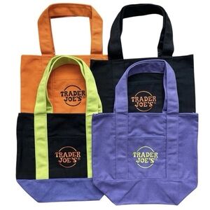 Trader Joes Mini Canvas Tote Bag Set of 4 LIMITED Edition New